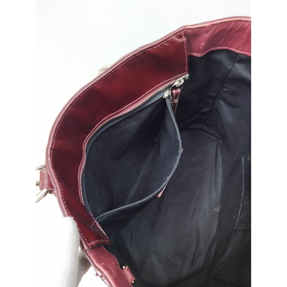 Coach Galaxy Purple Plum Patent Leather Tunrlock Pocket Double Handle Tote Bag - Picture 11 of 16